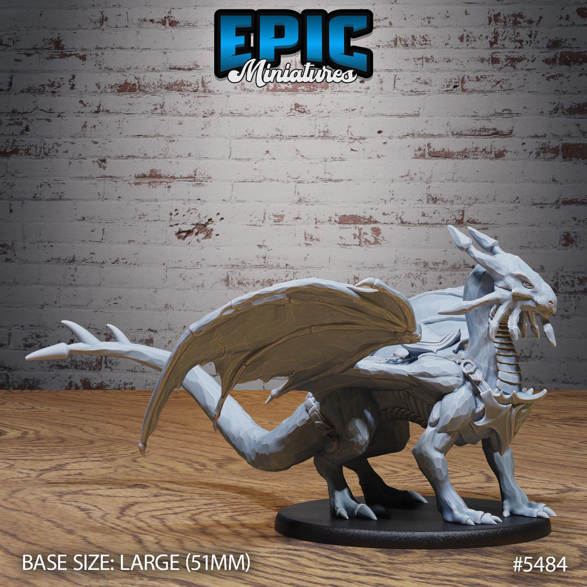 Sapphire Dragon 3 (Huge) front DND miniature Deep Sea Mysteries 16k resin