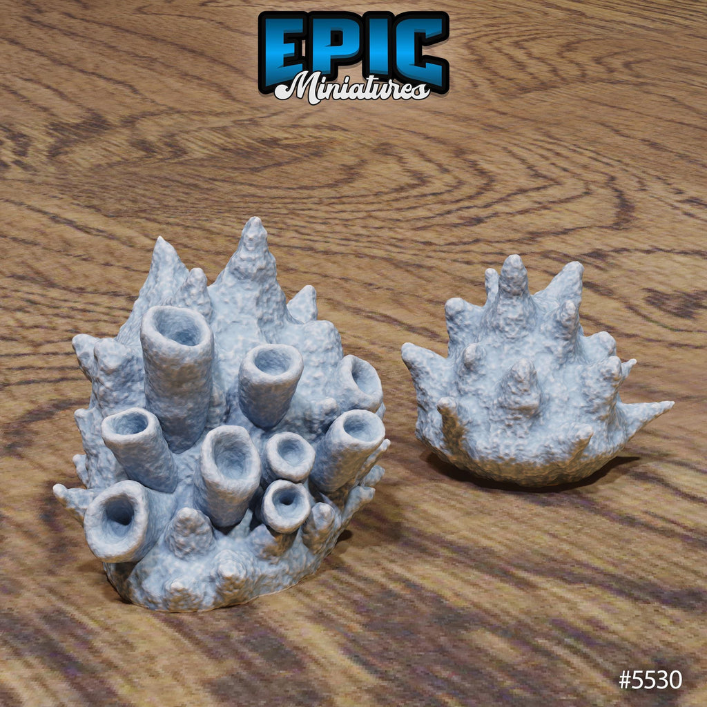 Underwater Scatter Terrain Option #5530 (2) front DND miniature Deep Sea Mysteries 16k resin