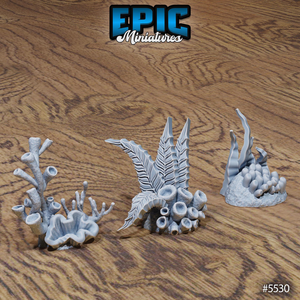 Underwater Scatter Terrain Option #5530 (6) front DND miniature Deep Sea Mysteries 16k resin