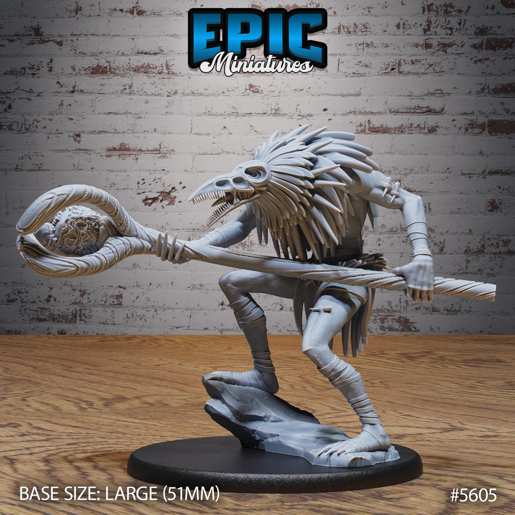Crow Shaman of 3 Option #5605 front DND miniature Witch Forest 16k resin