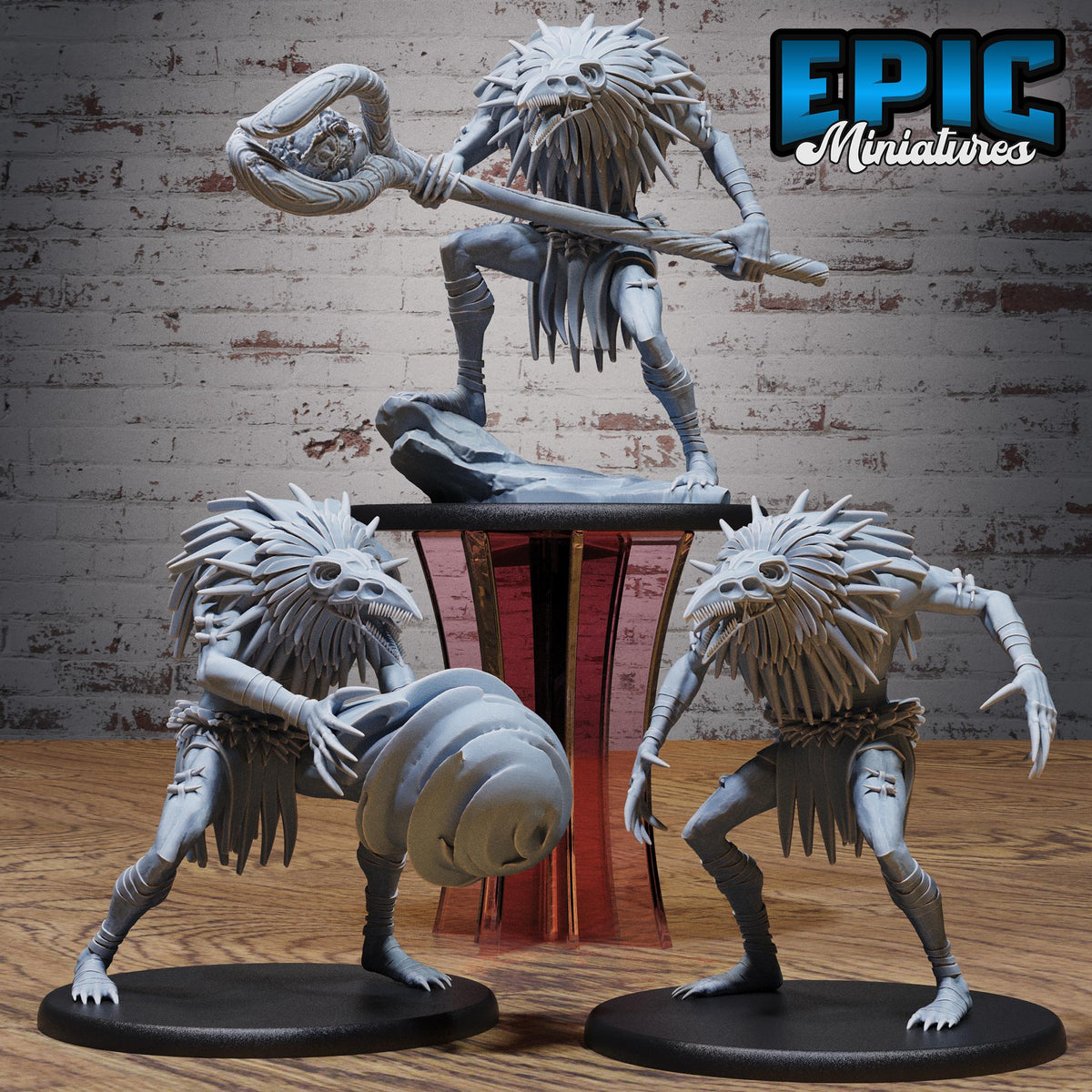 Crow Shaman of 3 DND miniatures group photo Witch Forest