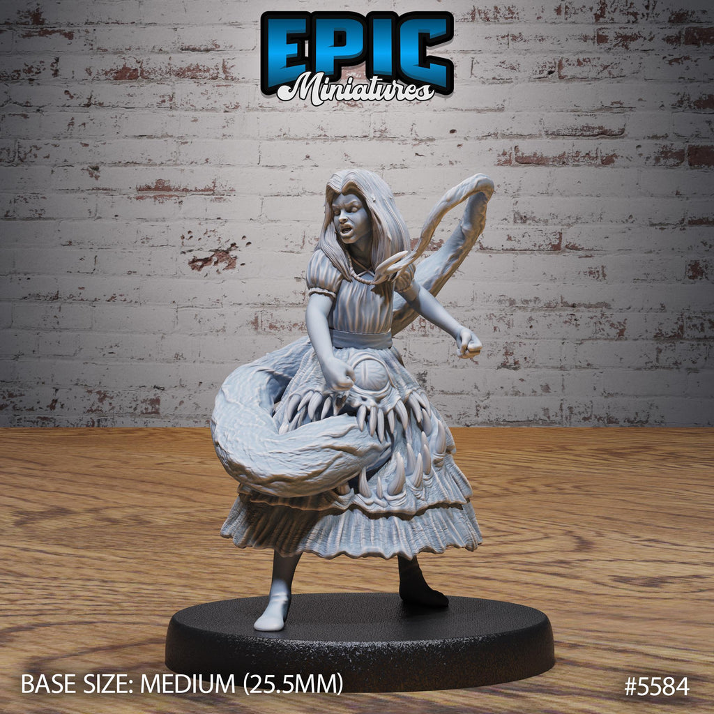 Mimic Girl of 3 Option #5584 front DND miniature Witch Forest 16k resin