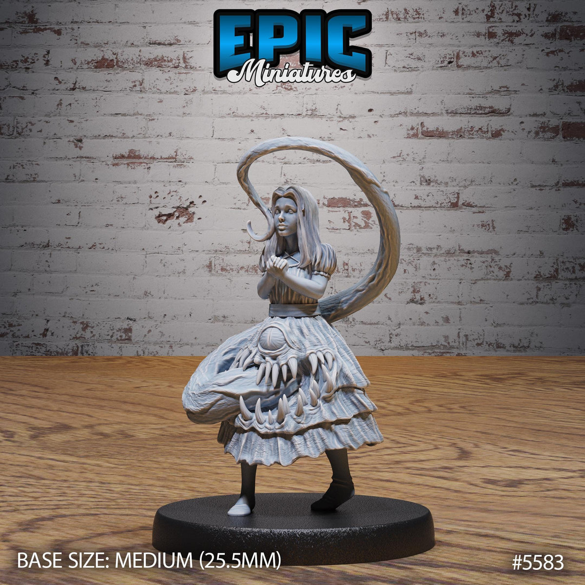 Mimic Girl of 3 Option #5583 front DND miniature Witch Forest 16k resin