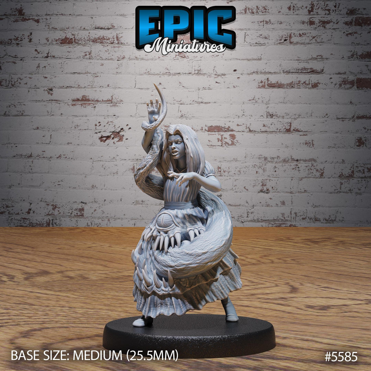 Mimic Girl of 3 Option #5585 front DND miniature Witch Forest 16k resin