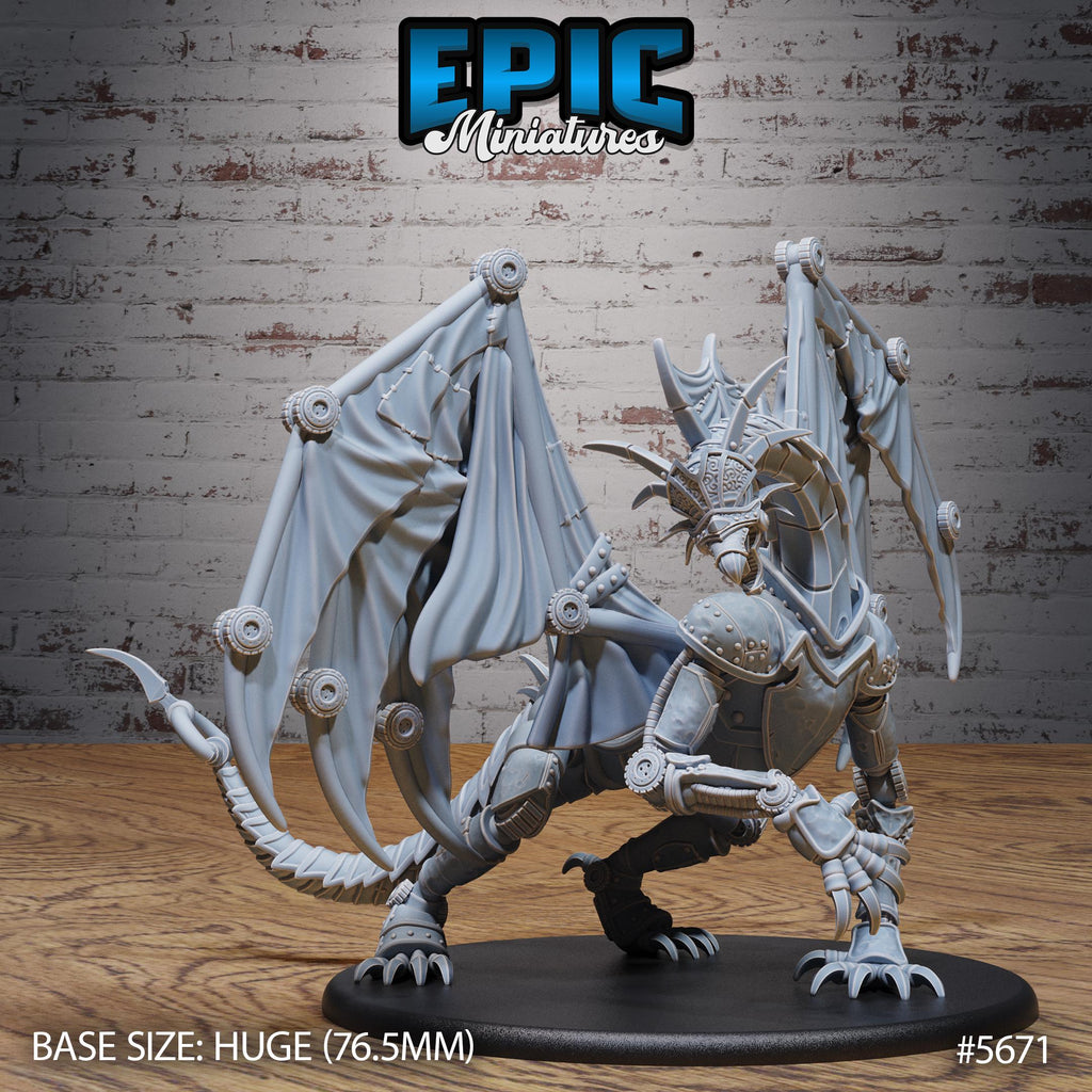 Dragon Construct 3 at 32mm front DND miniature Mechanus Clockwork 16k resin