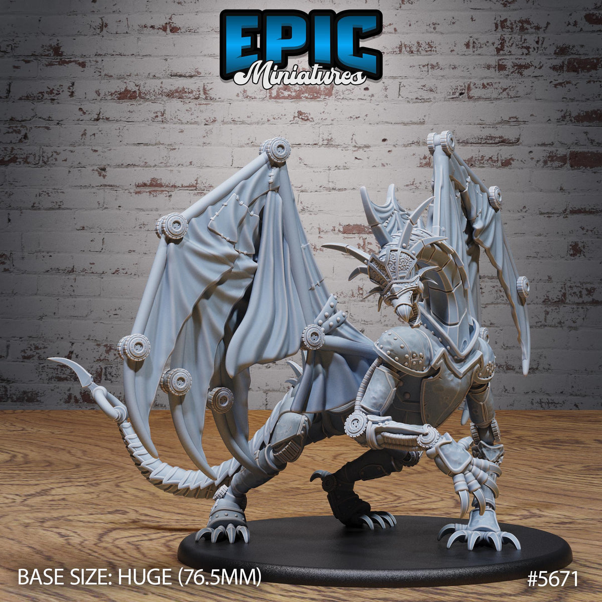 Dragon Construct 3 at 32mm front DND miniature Mechanus Clockwork 16k resin