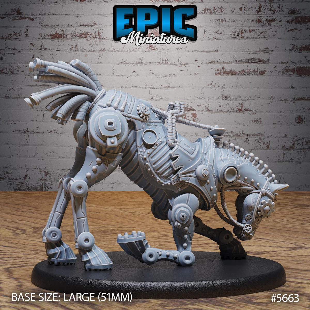 Horse Construct Option #5663 front DND miniature Mechanus Clockwork 16k resin
