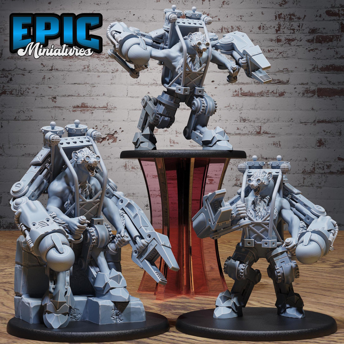 Artificer Gnoll Set of 3 DND miniatures group photo Mechanus Clockwork