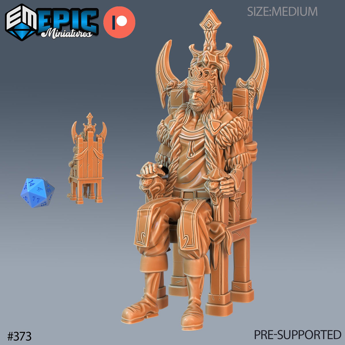 Corrupt King Set of 3 DND Minis | Last Rebellion Collection | TTRPG | Waterdeep Exandria Tiamat Curse Strahd Throne Option #373 front DND miniature  16k resin