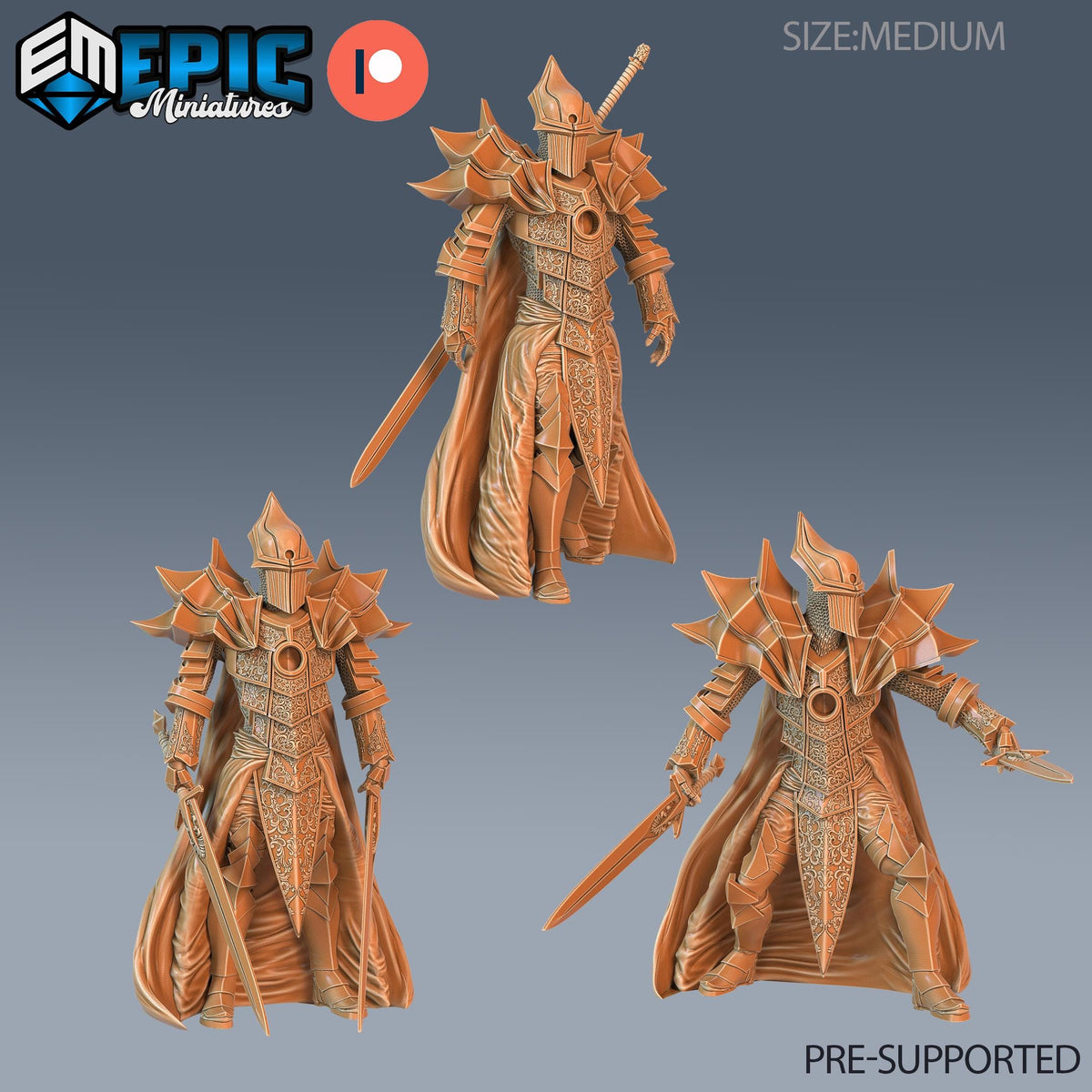 Dark Knight Set of 3 DND Minis | Last Rebellion Collection | TTRPG | Waterdeep Exandria Tiamat Curse Strahd Armor DND miniatures group photo