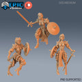 Queen's Knight Set of 3 DND Minis | Last Rebellion Collection | TTRPG | Waterdeep Exandria Tiamat Curse Strahd Female DND miniatures group photo