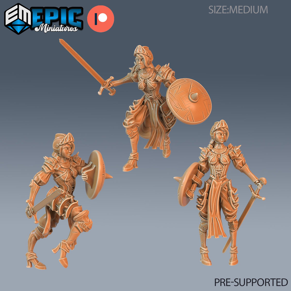 Queen's Knight Set of 3 DND Minis | Last Rebellion Collection | TTRPG | Waterdeep Exandria Tiamat Curse Strahd Female DND miniatures group photo