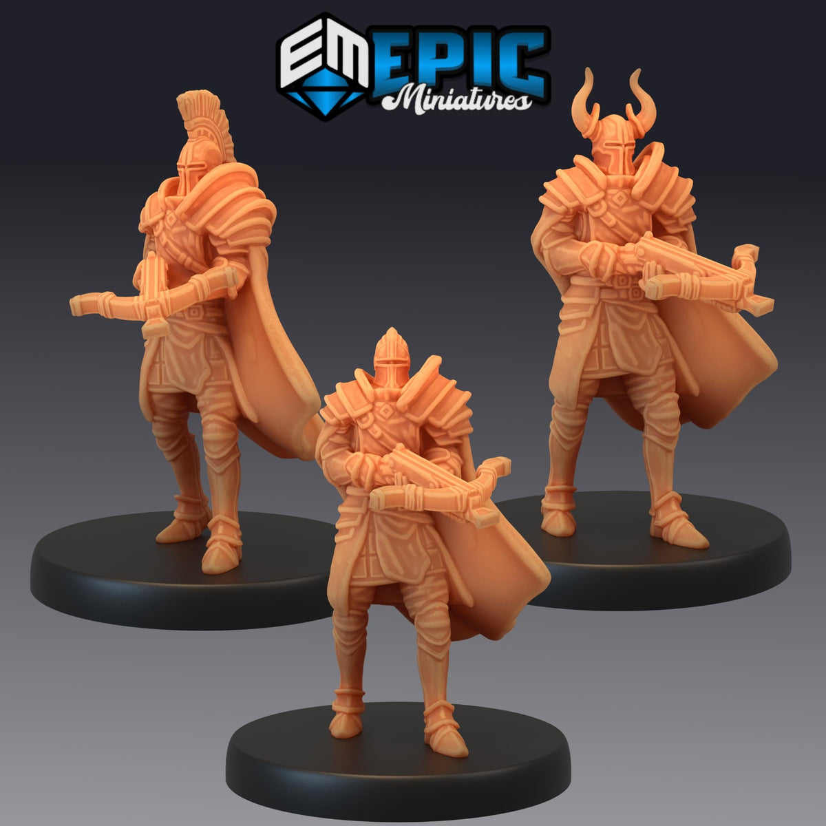 Royal Guard Crossbow Set of 3 DND Minis | Last Rebellion Collection | TTRPG | Waterdeep Exandria Tiamat Curse Strahd DND miniatures group photo