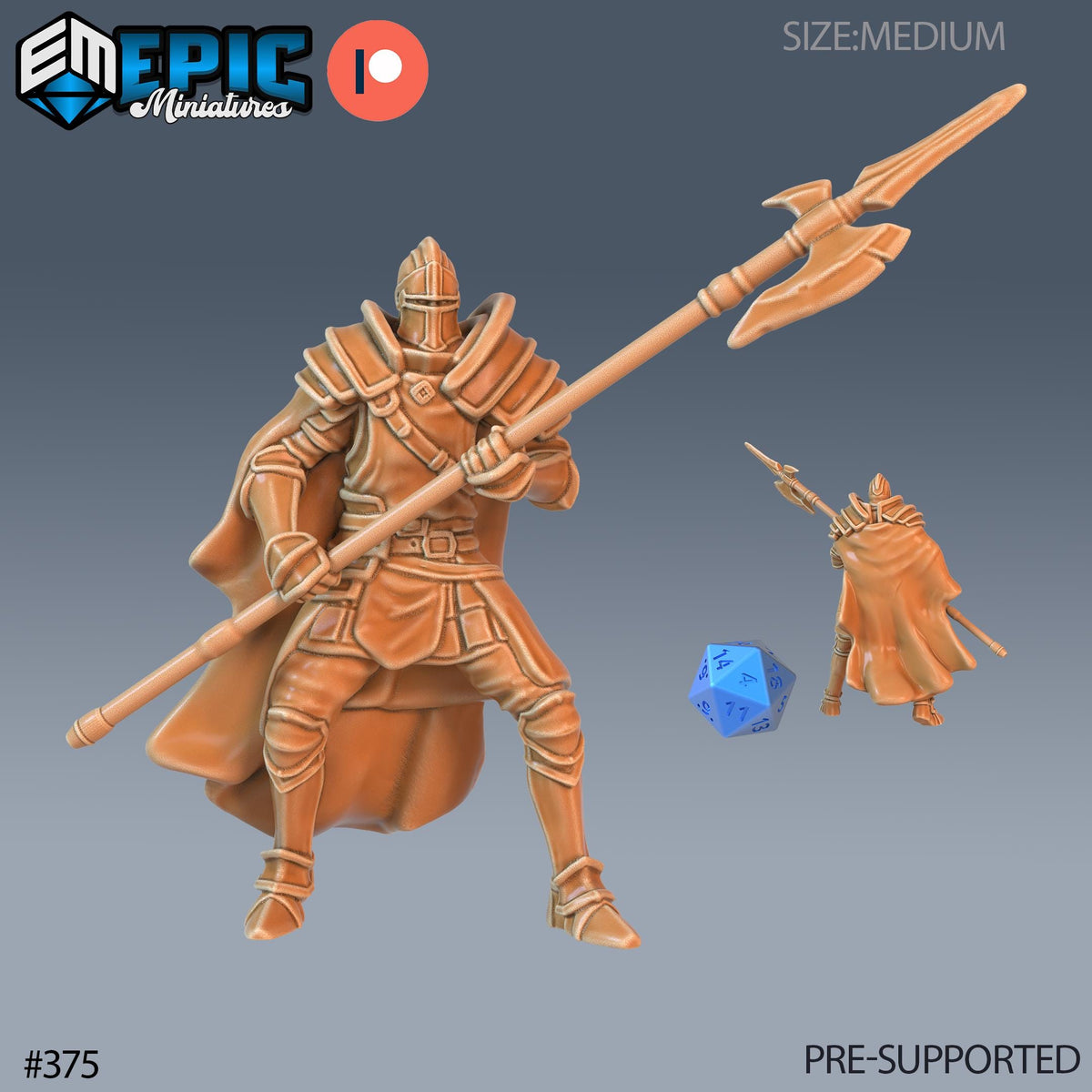 Royal Guard Halberd Set of 3 DND Minis | Last Rebellion Collection | TTRPG | Waterdeep Exandria Tiamat Curse Strahd Option #375 front DND miniature  16k resin