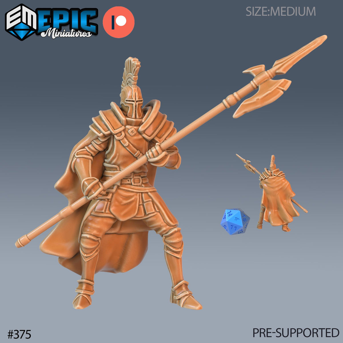 Royal Guard Halberd Set of 3 DND Minis | Last Rebellion Collection | TTRPG | Waterdeep Exandria Tiamat Curse Strahd Option #375 (3) front DND miniature  16k resin
