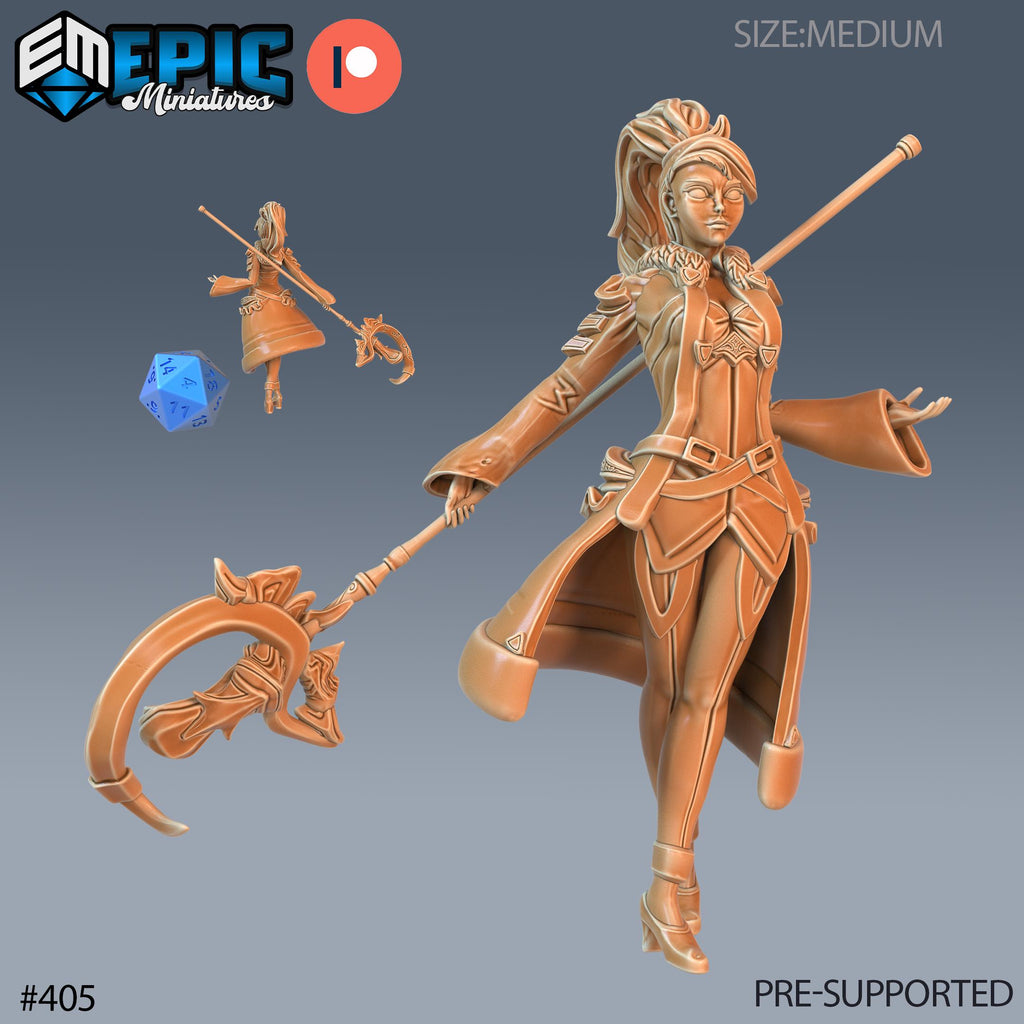 Sorcerer's Apprentice Set of 3 DND Minis | Last Rebellion Collection | TTRPG | Waterdeep Exandria Tiamat Curse Strahd Female Magic Option #405 front DND miniature  16k resin