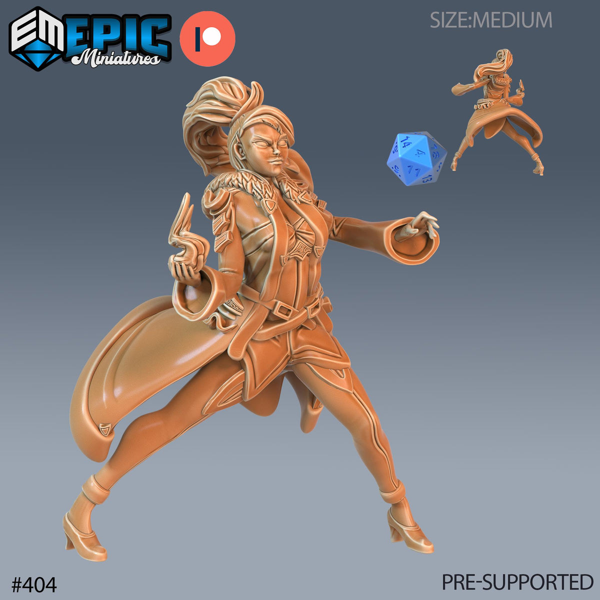 Sorcerer's Apprentice Set of 3 DND Minis | Last Rebellion Collection | TTRPG | Waterdeep Exandria Tiamat Curse Strahd Female Magic Option #404 front DND miniature  16k resin
