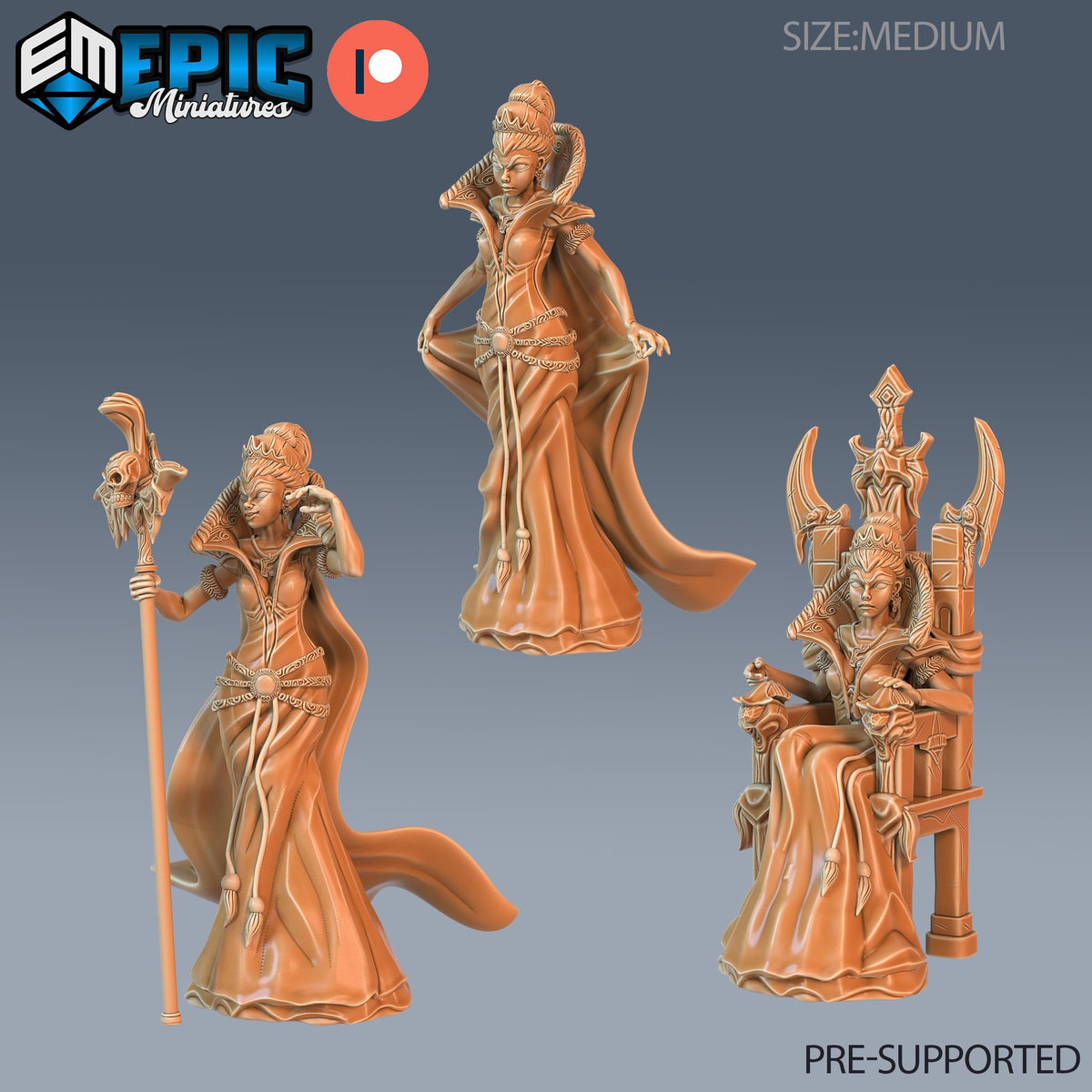 Vicious Queen Set of 3 DND Minis | Last Rebellion Collection | TTRPG | Waterdeep Exandria Tiamat Curse Strahd Throne DND miniatures group photo