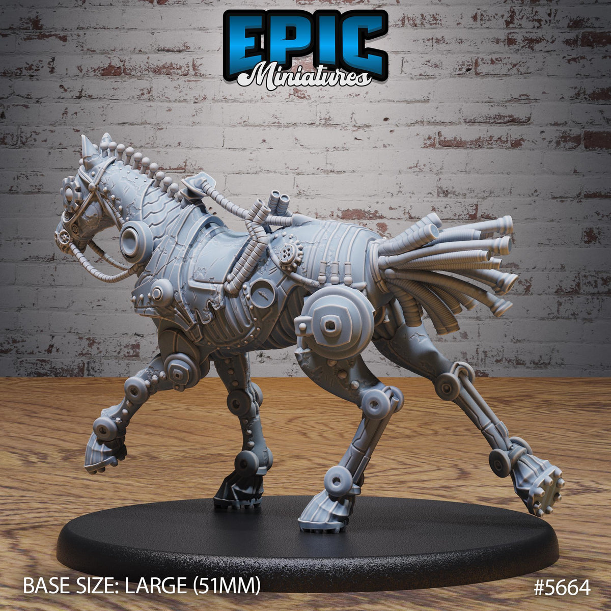 Horse Construct Option #5664 front DND miniature Mechanus Clockwork 16k resin
