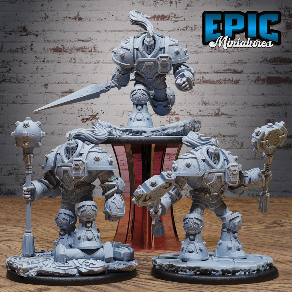 Queens Knight Set of 3 DND miniatures group photo Mechanus Clockwork