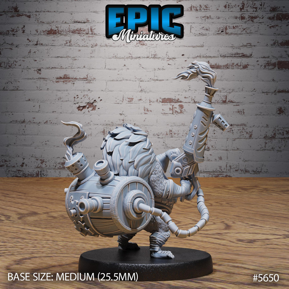 Hedgehog Arsonist Option #5650 back DND miniature Mechanus Clockwork 16k resin