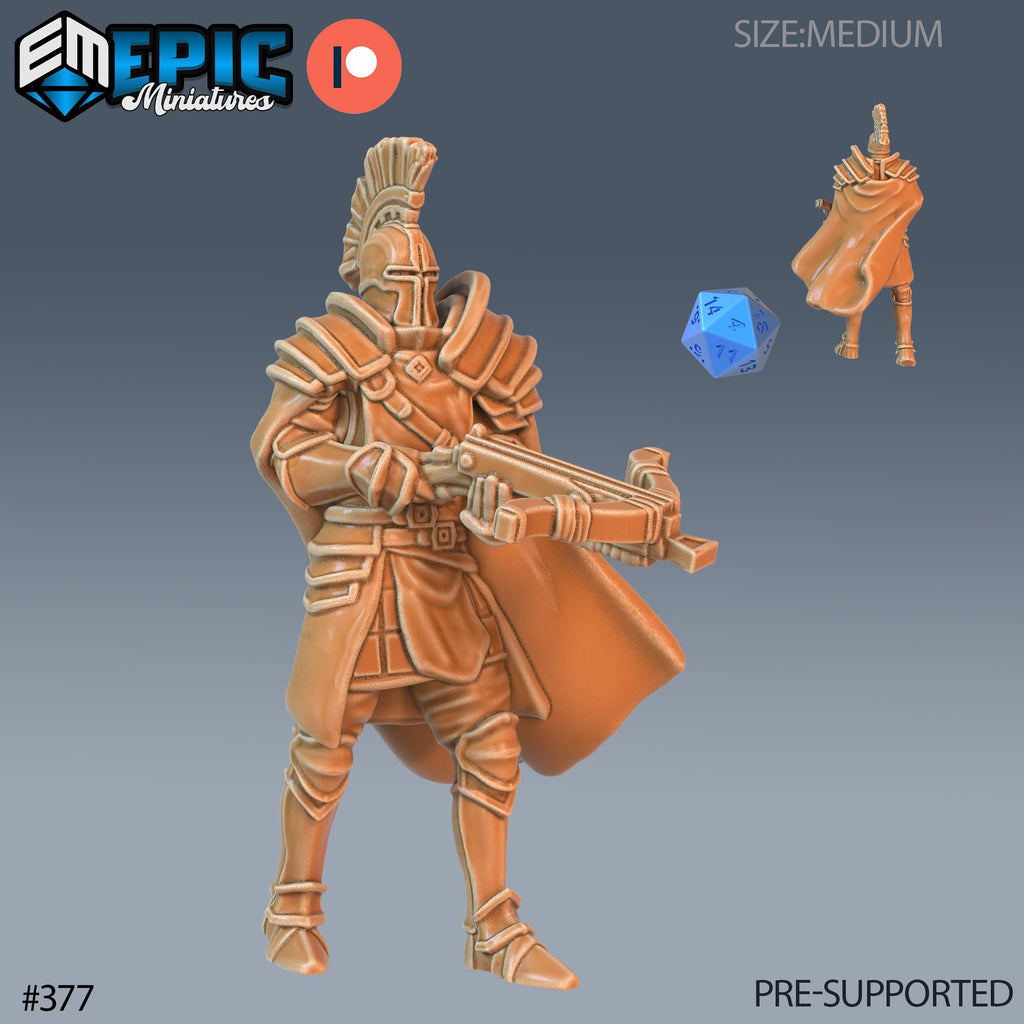Royal Guard Crossbow Set of 3 DND Minis | Last Rebellion Collection | TTRPG | Waterdeep Exandria Tiamat Curse Strahd Option #377 (3) front DND miniature  16k resin