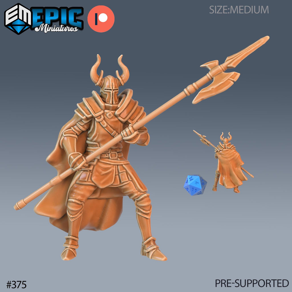 Royal Guard Halberd Set of 3 DND Minis | Last Rebellion Collection | TTRPG | Waterdeep Exandria Tiamat Curse Strahd Option #375 (2) front DND miniature  16k resin