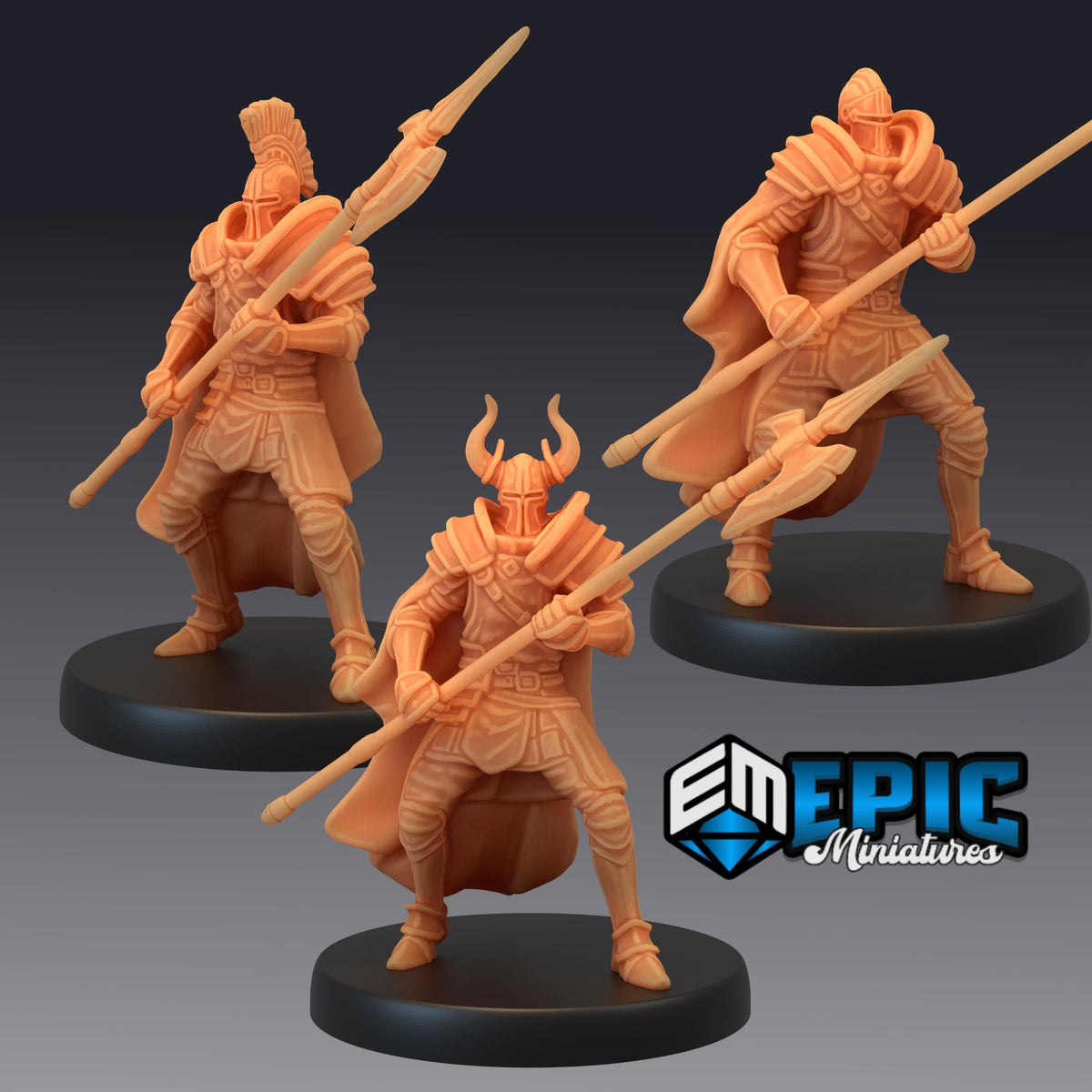 Royal Guard Halberd Set of 3 DND Minis | Last Rebellion Collection | TTRPG | Waterdeep Exandria Tiamat Curse Strahd DND miniatures group photo