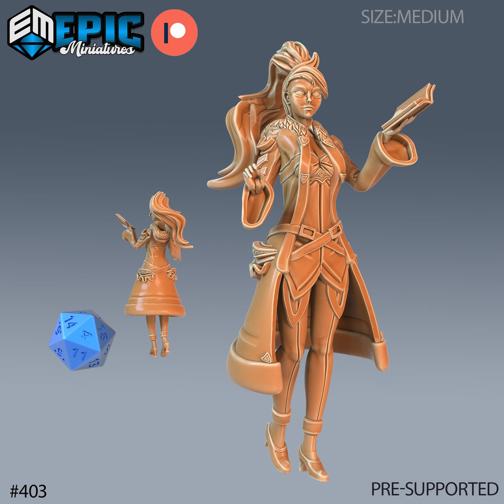 Sorcerer's Apprentice Set of 3 DND Minis | Last Rebellion Collection | TTRPG | Waterdeep Exandria Tiamat Curse Strahd Female Magic Option #403 front DND miniature  16k resin
