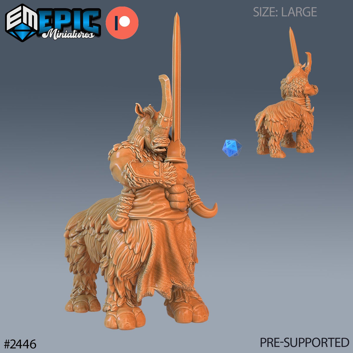 Rhino Centaur Option #2446 front DND miniature Ancient Cold 16k resin