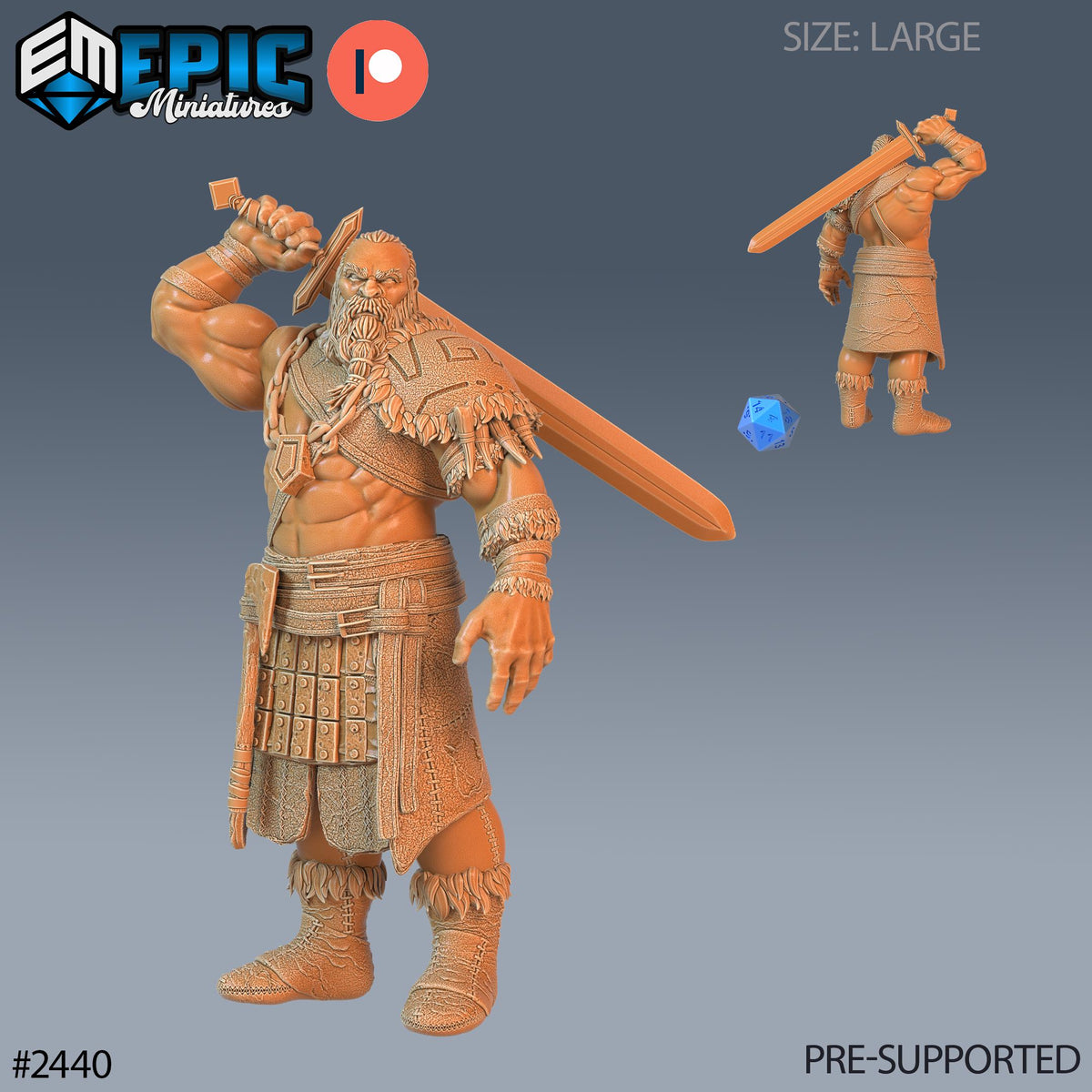 Half Frost Giant Option #2440 front DND miniature Ancient Cold 16k resin