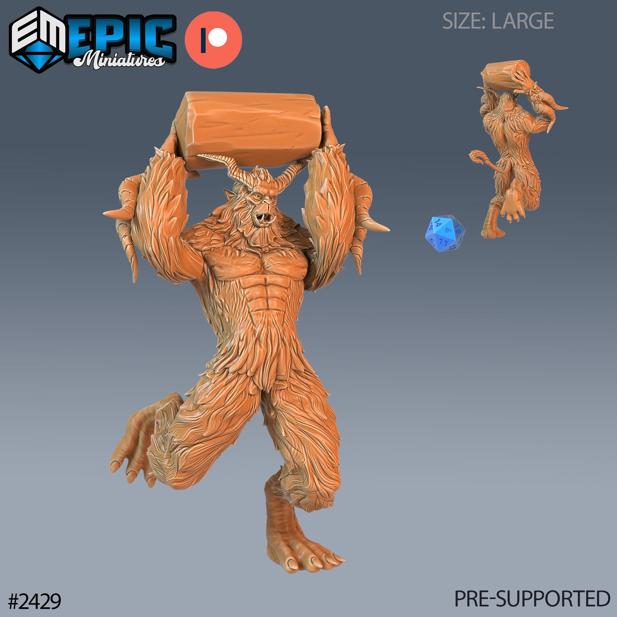 Big Foot Yeti Option #2429 front DND miniature Ancient Cold 16k resin