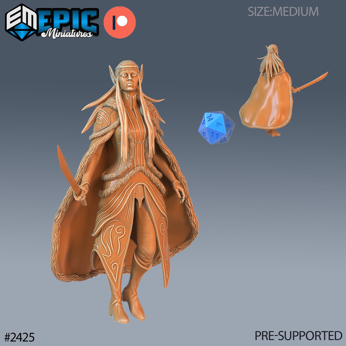 Fey Elf Winter Option #2425 front DND miniature Ancient Cold 16k resin