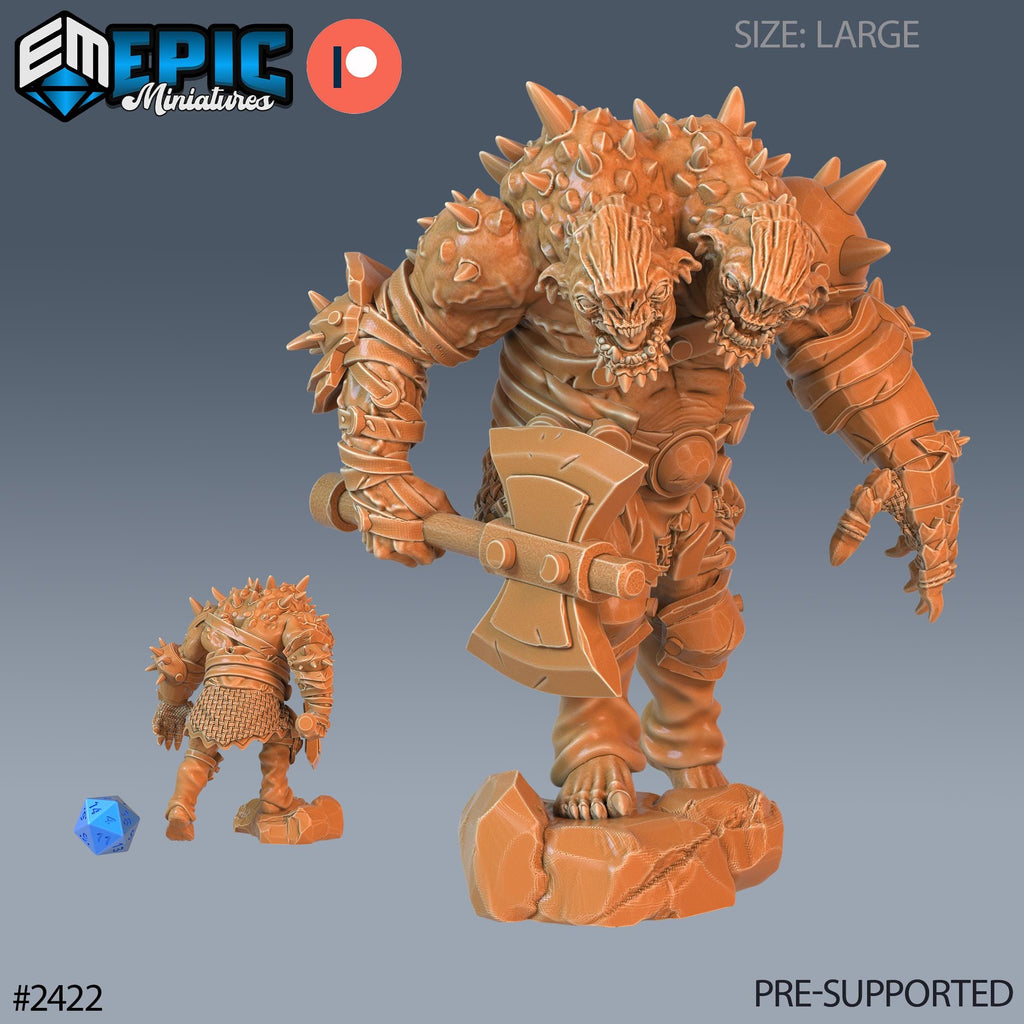 Ettin Beast Option #2422 front DND miniature Ancient Cold 16k resin