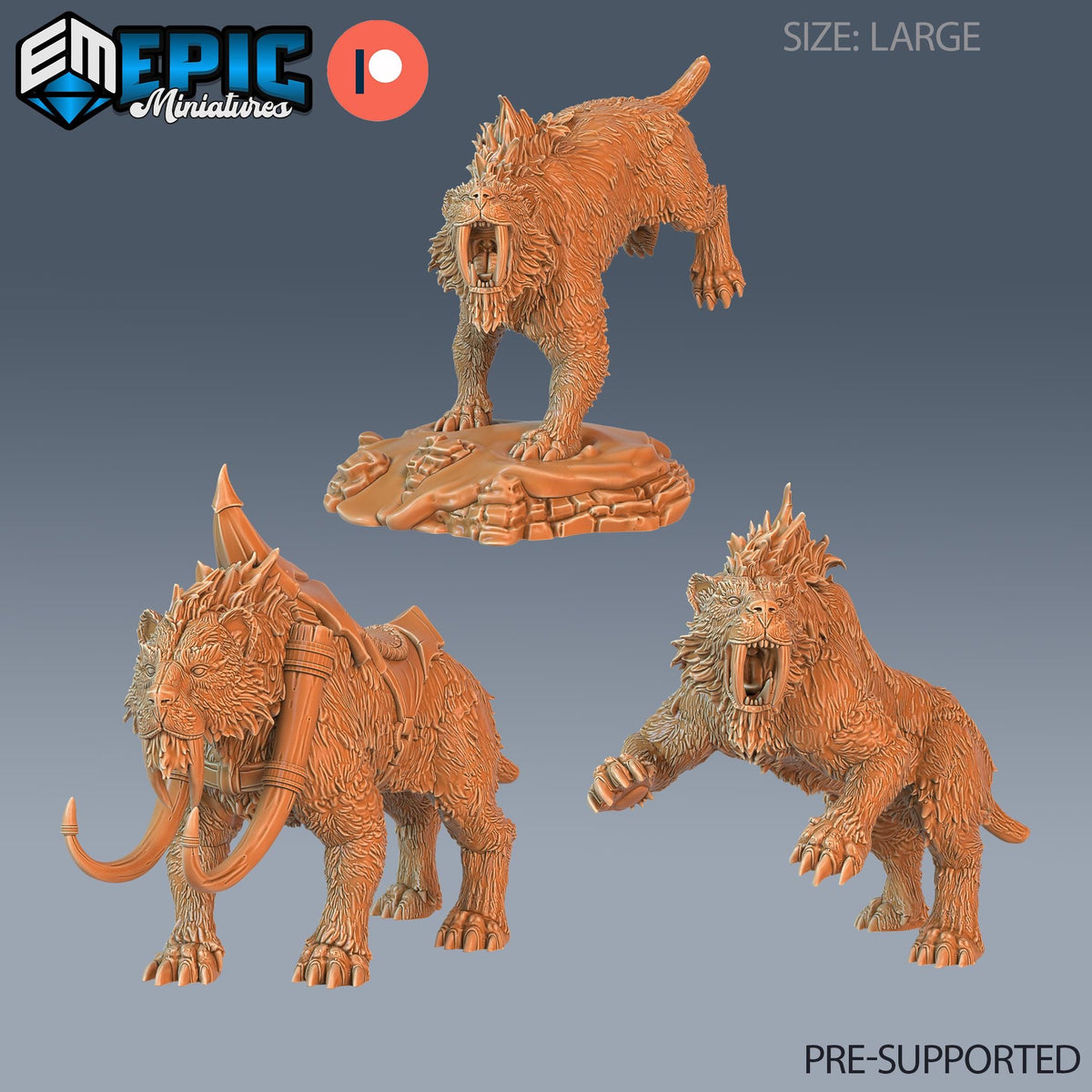 Sabertooth Tiger Set of 3 DND miniatures group photo Ancient Cold