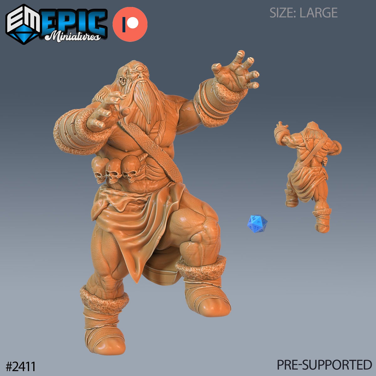 Snow Cyclops Option #2411 front DND miniature Ancient Cold 16k resin