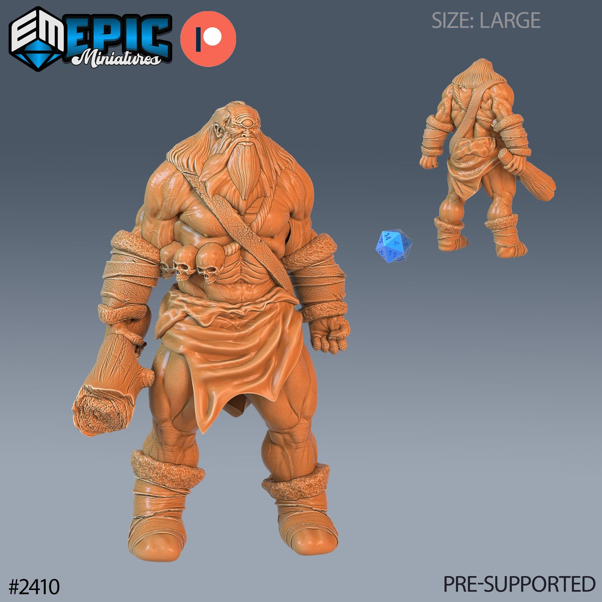Snow Cyclops Option #2410 front DND miniature Ancient Cold 16k resin
