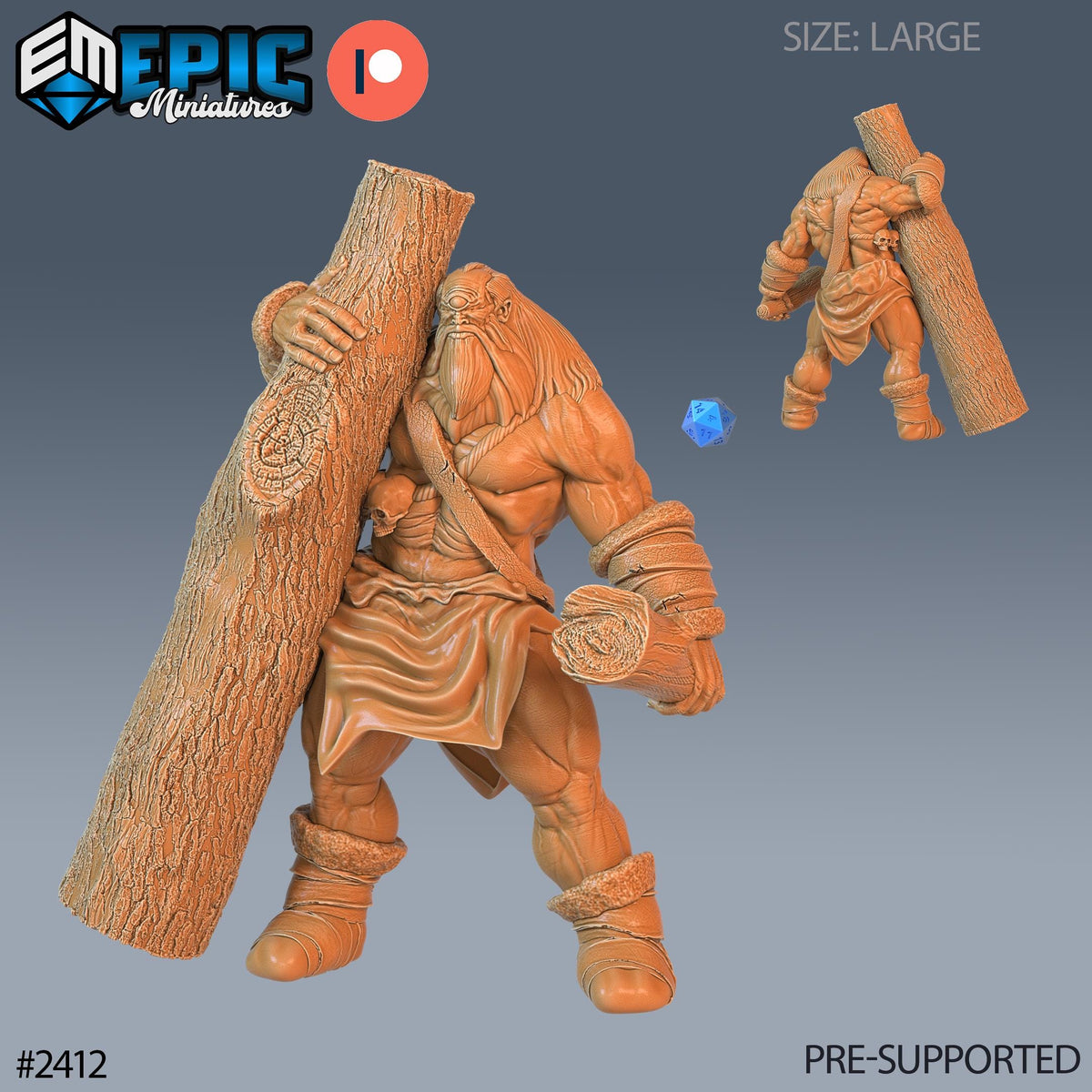 Snow Cyclops Option #2412 front DND miniature Ancient Cold 16k resin