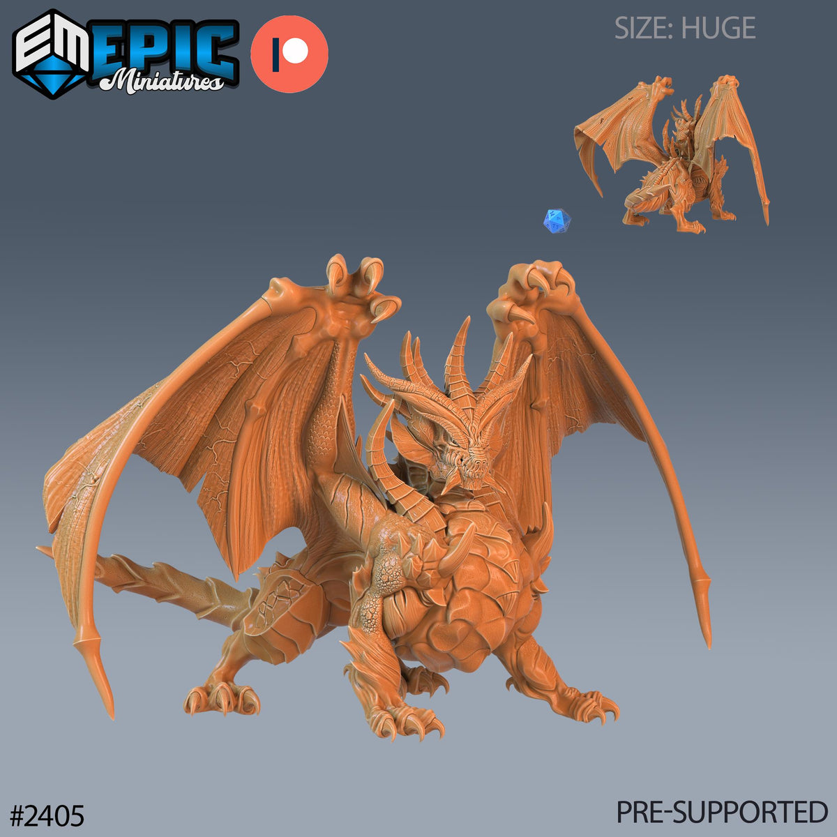 Gray Dragon Option #2405 front DND miniature Ancient Cold 16k resin