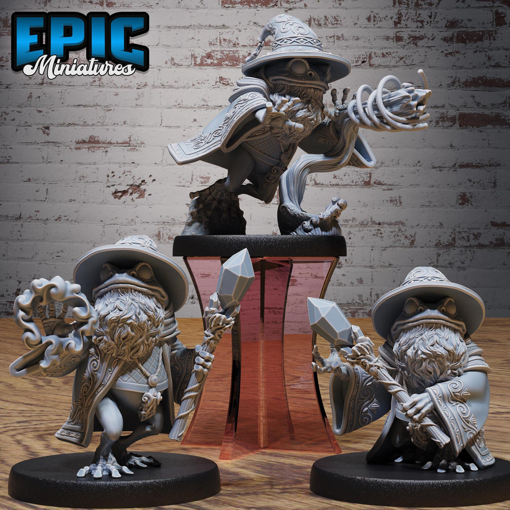 Frog Wizard Set of 3 DND miniatures group photo Cultist Circle