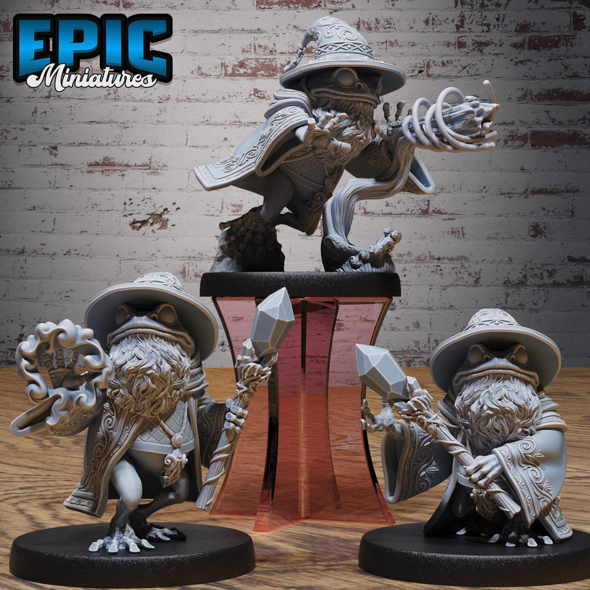 Frog Wizard Set of 3 DND miniatures group photo Cultist Circle