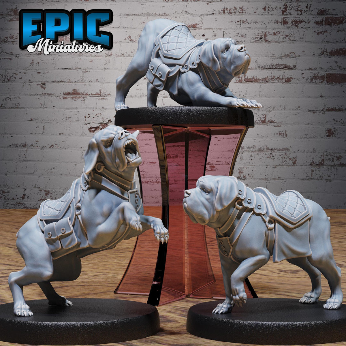 Mastiff War Dog Mount Set of 3 DND miniatures group photo Cultist Circle