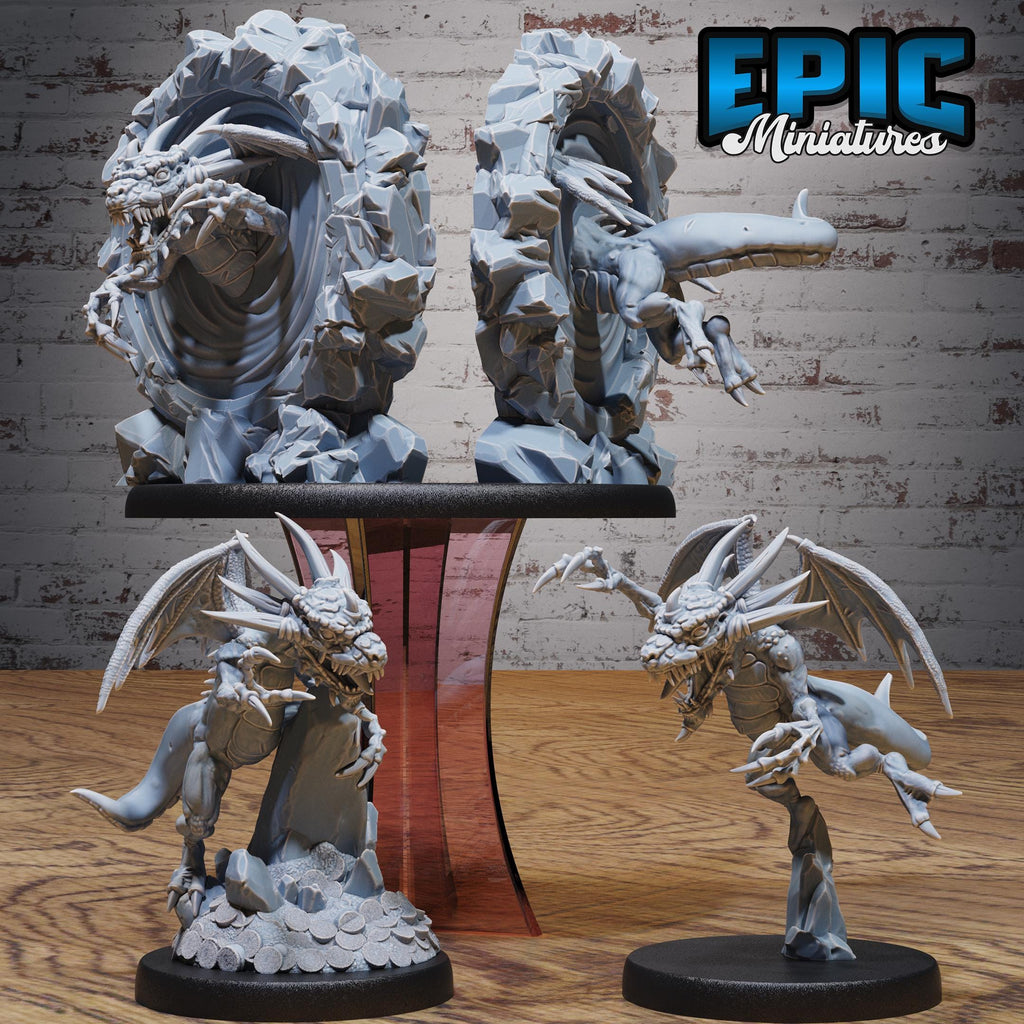Abyss Drake Set of 3 DND miniatures group photo Dragon Hunt