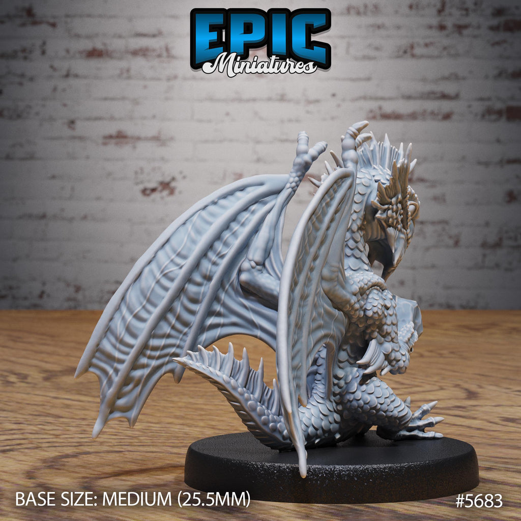 Silver Dragon Wyrmling Option #5683 back DND miniature Dragon Hunt 16k resin