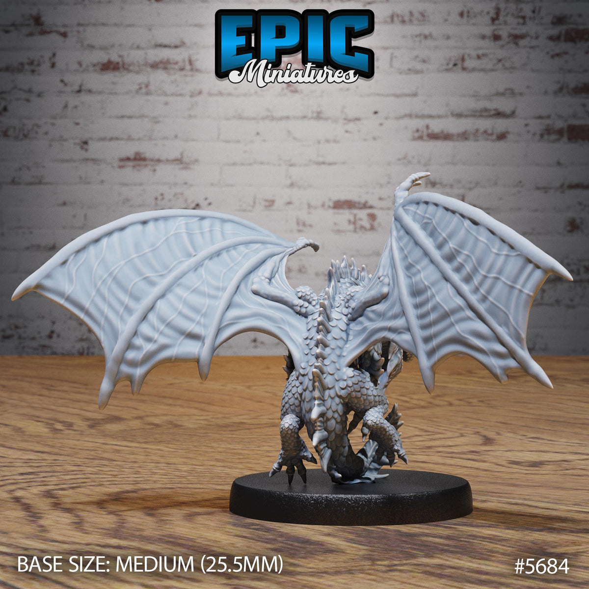 Silver Dragon Wyrmling Option #5684 back DND miniature Dragon Hunt 16k resin