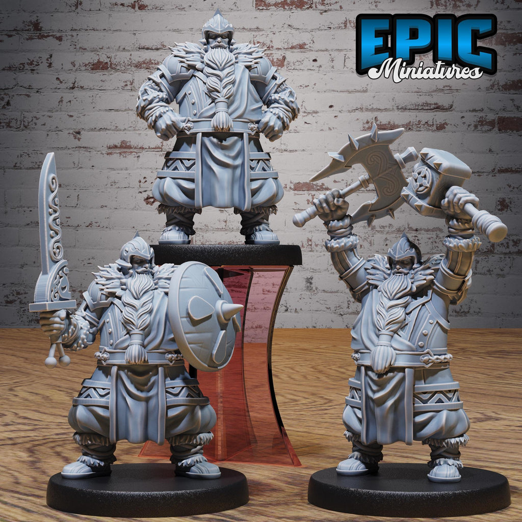 Dwarf Fighter Set of 3 DND miniatures group photo Dragon Hunt