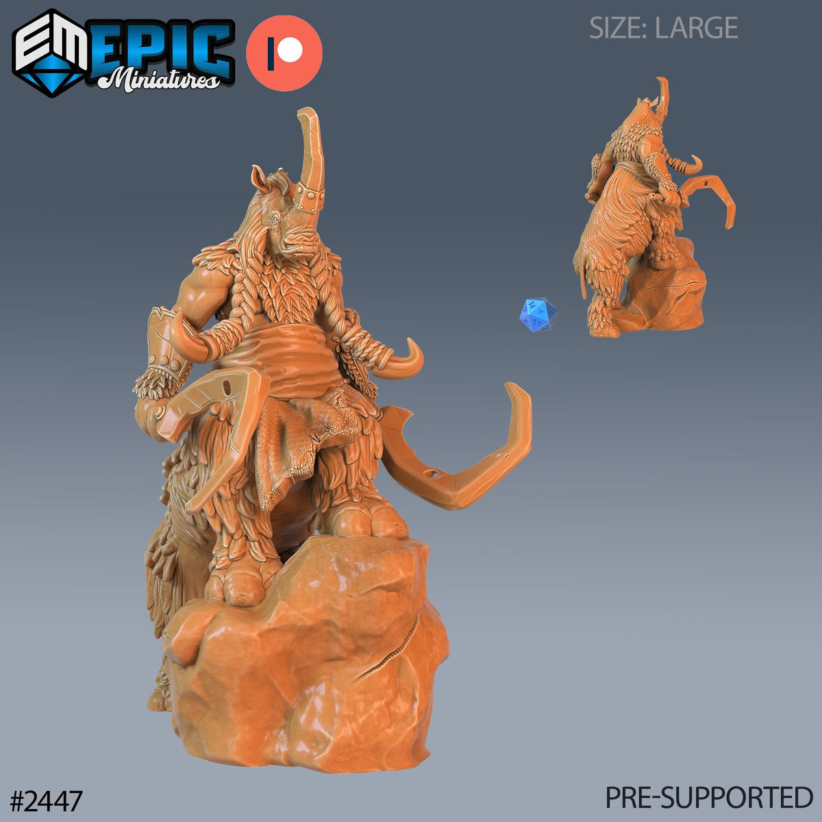 Rhino Centaur Option #2447 front DND miniature Ancient Cold 16k resin