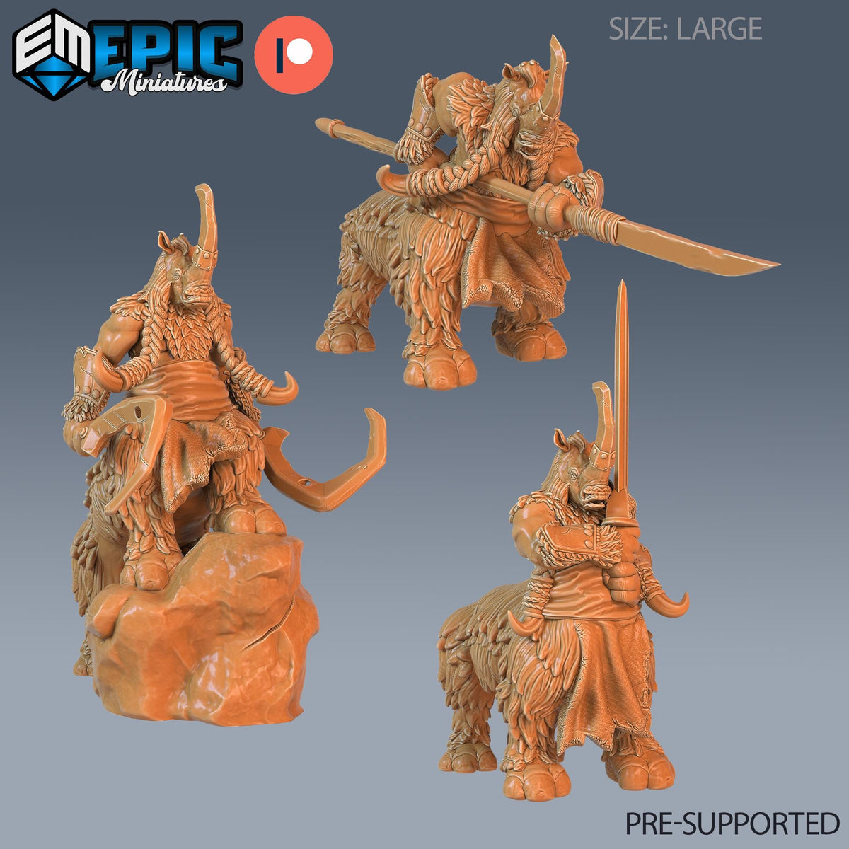 Rhino Centaur Set of 3 DND miniatures group photo Ancient Cold