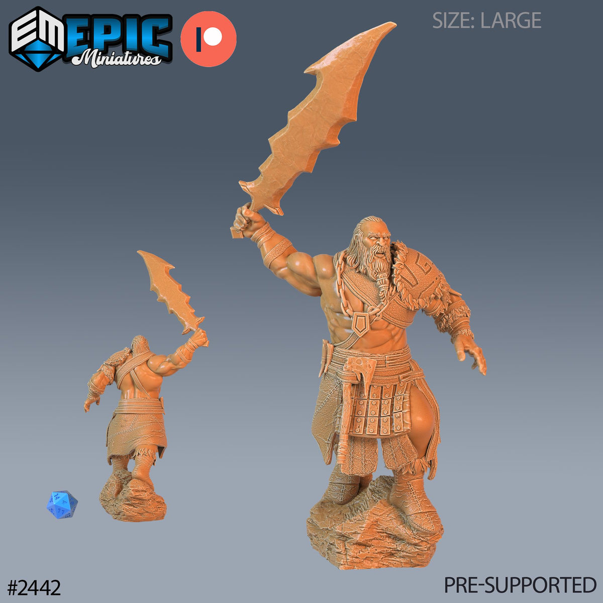 Half Frost Giant Option #2442 front DND miniature Ancient Cold 16k resin
