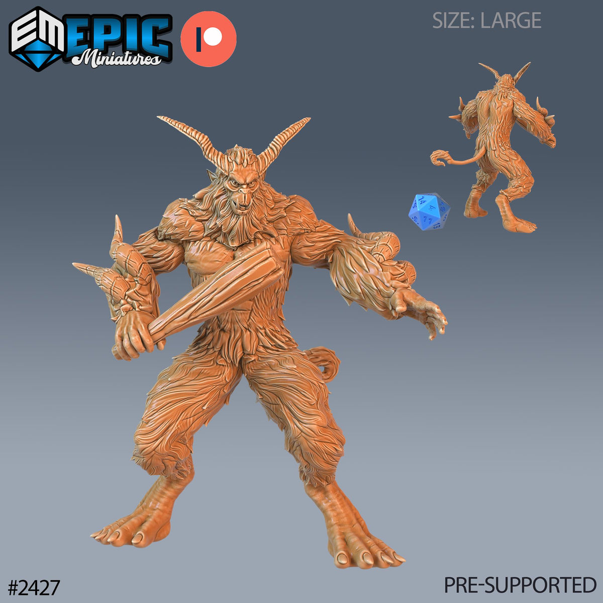 Big Foot Yeti Option #2427 front DND miniature Ancient Cold 16k resin
